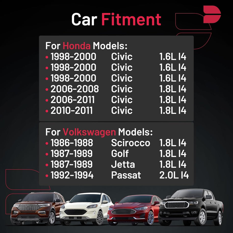 BDFHYK Set of 4 Iridium Spark Plug Compatible with Honda Civic, Compatible with Volkswagen Passat Golf Jetta Scirocco 1.6L 1.8L 2.0L L4 Engine Replacement for BKR7EIX 2551 SP1011 9770 2667