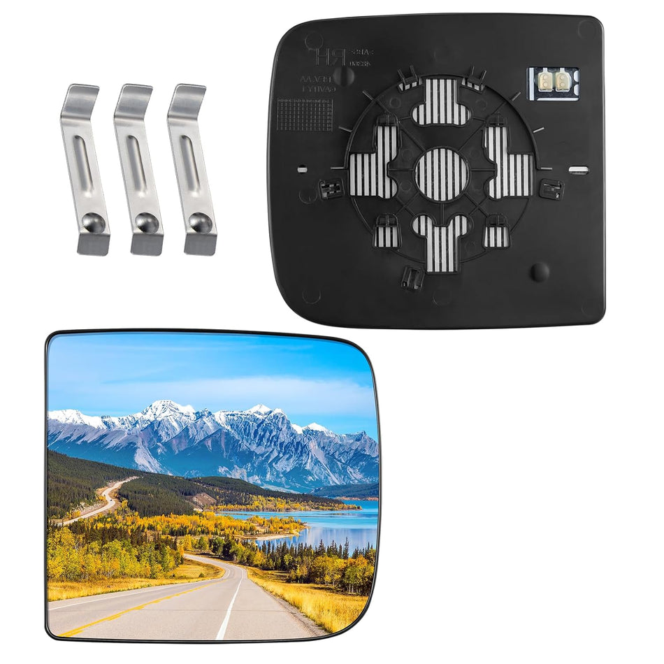 BDFHYK Mirror Glass Replacement Compatible with Ram 2500 11-22, Compatible with Dodge Ram 1500 2010, Side View Exterior Mirror with Backing Plate, Replaces 68067728AA, Heated (Right Side)