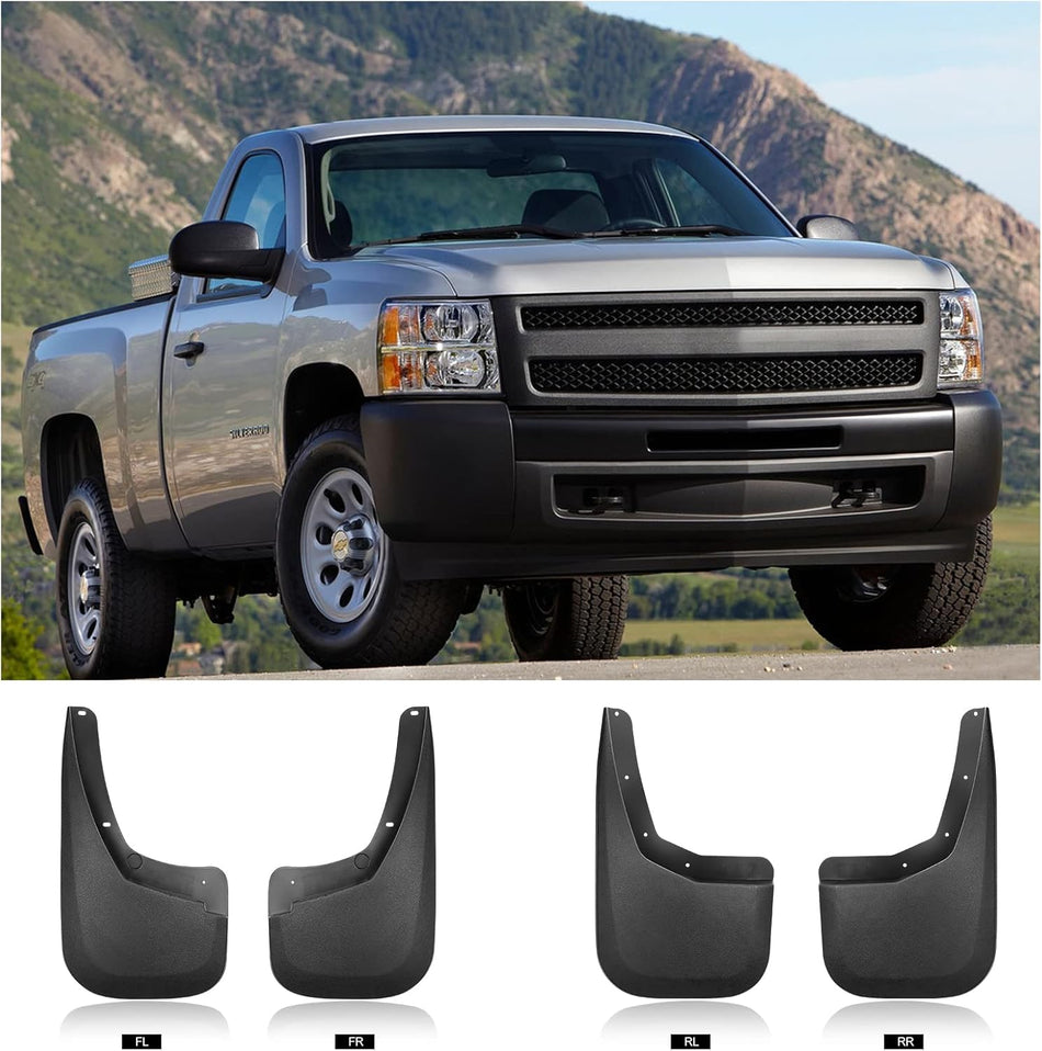 BDFHYK Mud Flaps Splash Guards Mudguards Mudflaps Compatible with Chevy Silverado 1500 2500HD 3500 3500HD 2007-2013 Without Fender Flares,4PCS Front & Rear Side