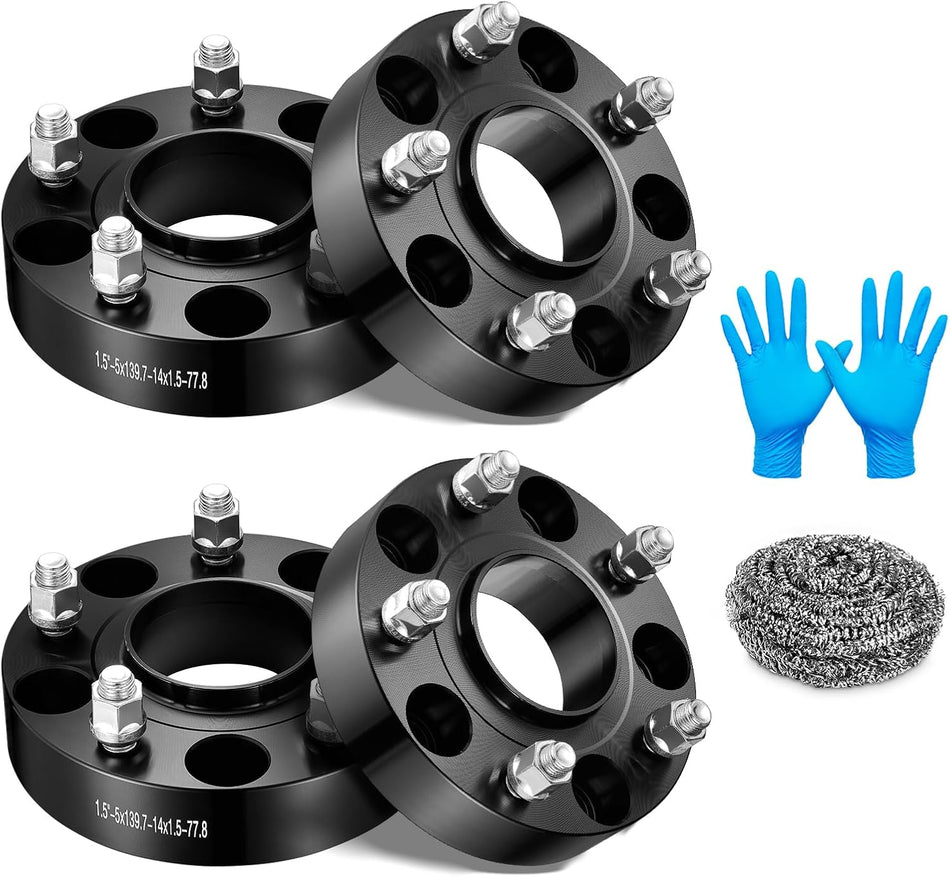 BDFHYK 5x139.7mm Wheel Spacers 1.5 inch Hubcentric Wheel Spacer Compatible with 2012-2018 Ram 1500, 2019-2024 Ram 1500 Classic, Forged 5 Lug Wheel Adapters M14x1.5 & 77.8 mm Hub Bore, Set of 4