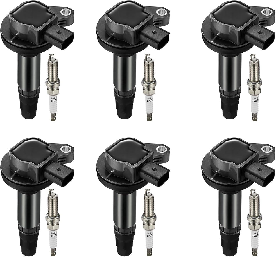 BDFHYK Ignition Coils UF553 and Iridium Spark Plug 5019 Compatible with Lincoln MKS MKT MKX MKZ Mercury Sable Edge Flex Fusion Taurus V6 3.5L 3.7L Replaces UF595 5C1652 C1595 DG520 E1053 Set of 6