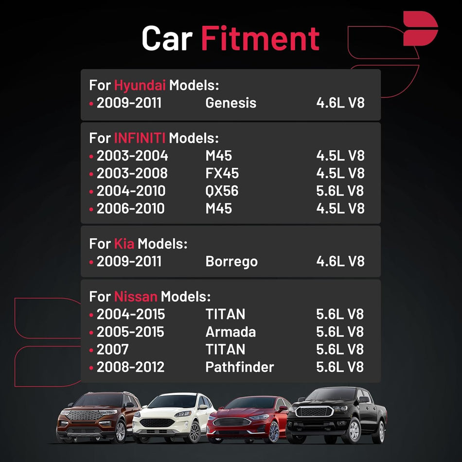 BDFHYK Iridium Spark Plugs 4469 Compatible with Hyundai Genesis TITAN Pathfinder Armada,Compatible with INFINITI M45 FX45 QX56,Borrego 4.5L 4.6L 5.6L V8 for BY481LFR5A LFR5AIX11 MZ602090 Set of 8