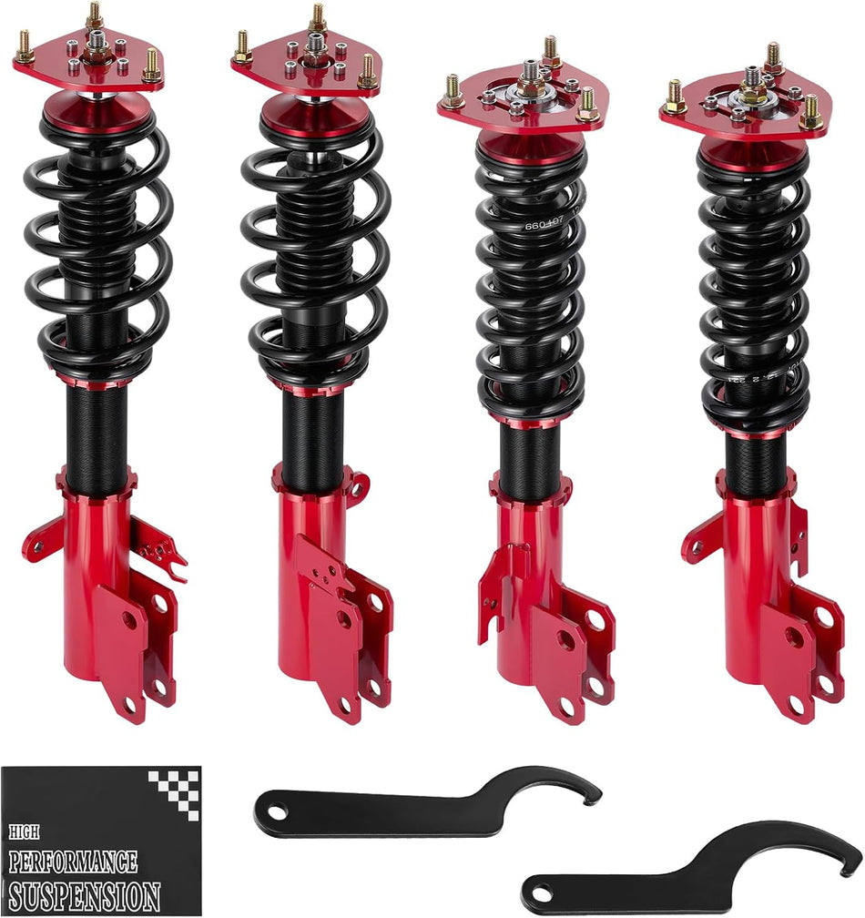 BDFHYK Coilovers Compatible with Toyota Camry 1992-2001, Avalon 1995-2003, Solara 1999-2003, Compatible with Lexus ES300, 4 PCS Adjustable Height Coilovers Suspension Kit Lowering Kit, Red