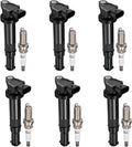 BDFHYK 6 Ignition Coil UF554 and 6 Iridium Spark Plug 4469 For Hyundai 2007-2009 Santa Fe, Kia 2006 Optima 2.7L V6