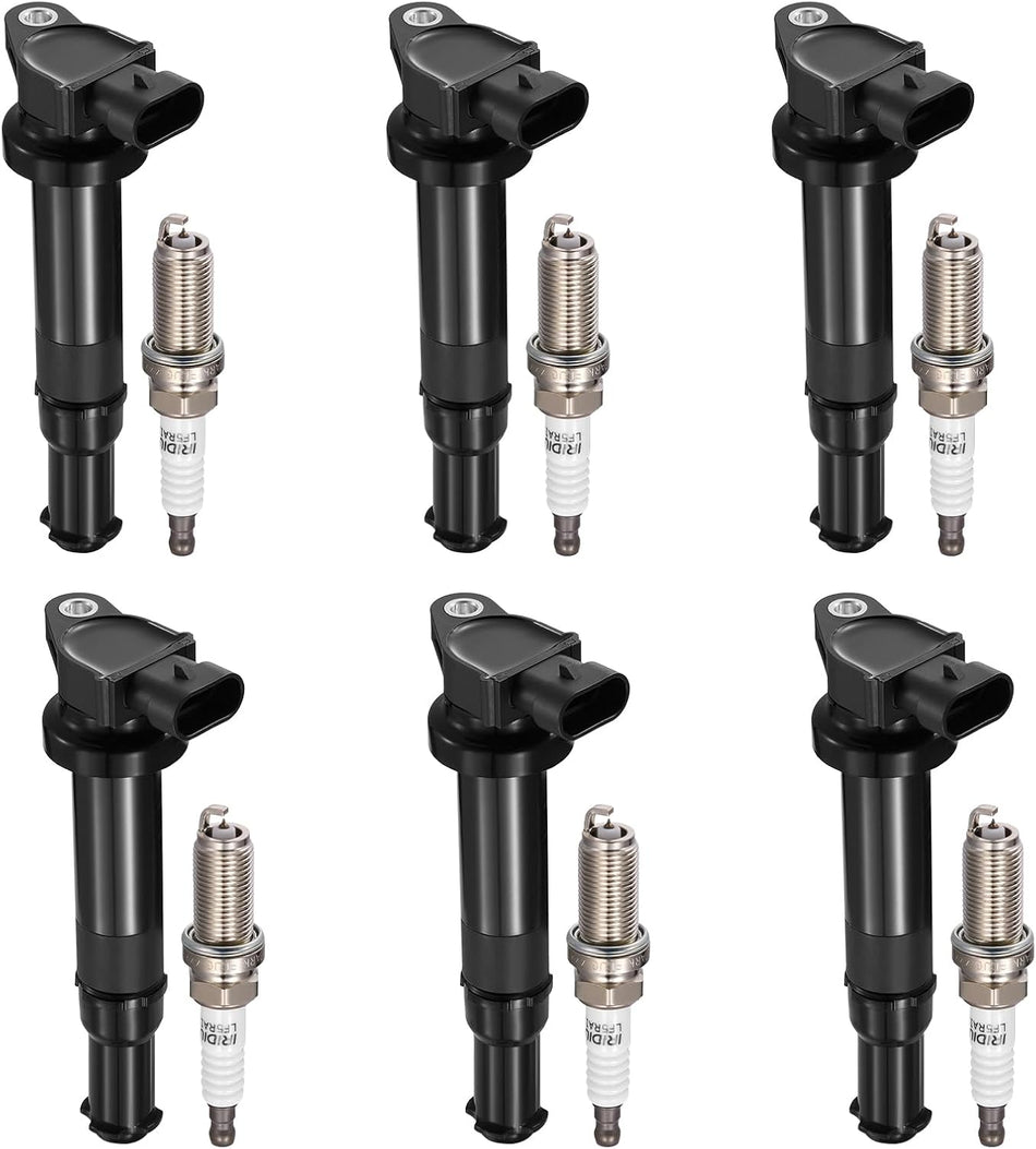 BDFHYK 6 Ignition Coil Pack UF554 and 6 Iridium Spark Plug 4469 Compatible with Hyundai 2007-2009 Santa Fe, Compatible with Kia 2006 Optima 2.7L V6 Coil for UF-554 UF554T C826 U5074 5C1782 COP378