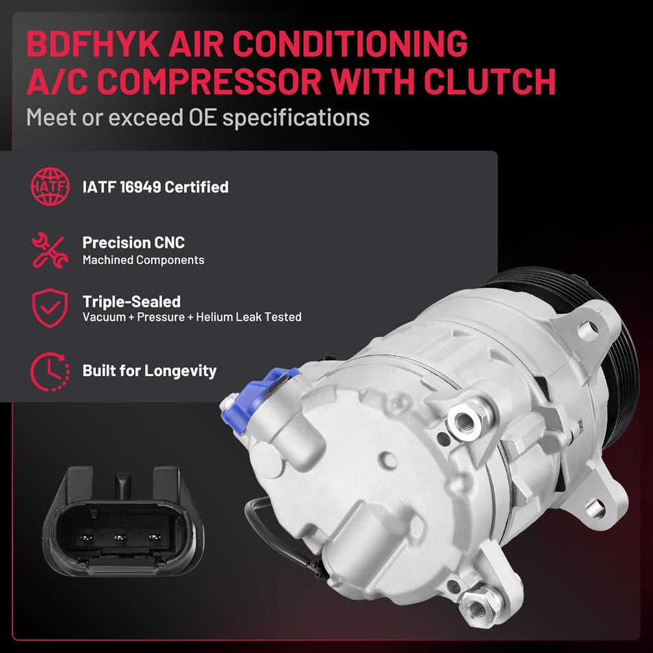 BDFHYK 197364 A/C Compressor with Clutch For BMW X5 320i 328i 428i 528i 535i 228i 328d 535d 740Ld GT xDrive Gran Coupe 2013-2018