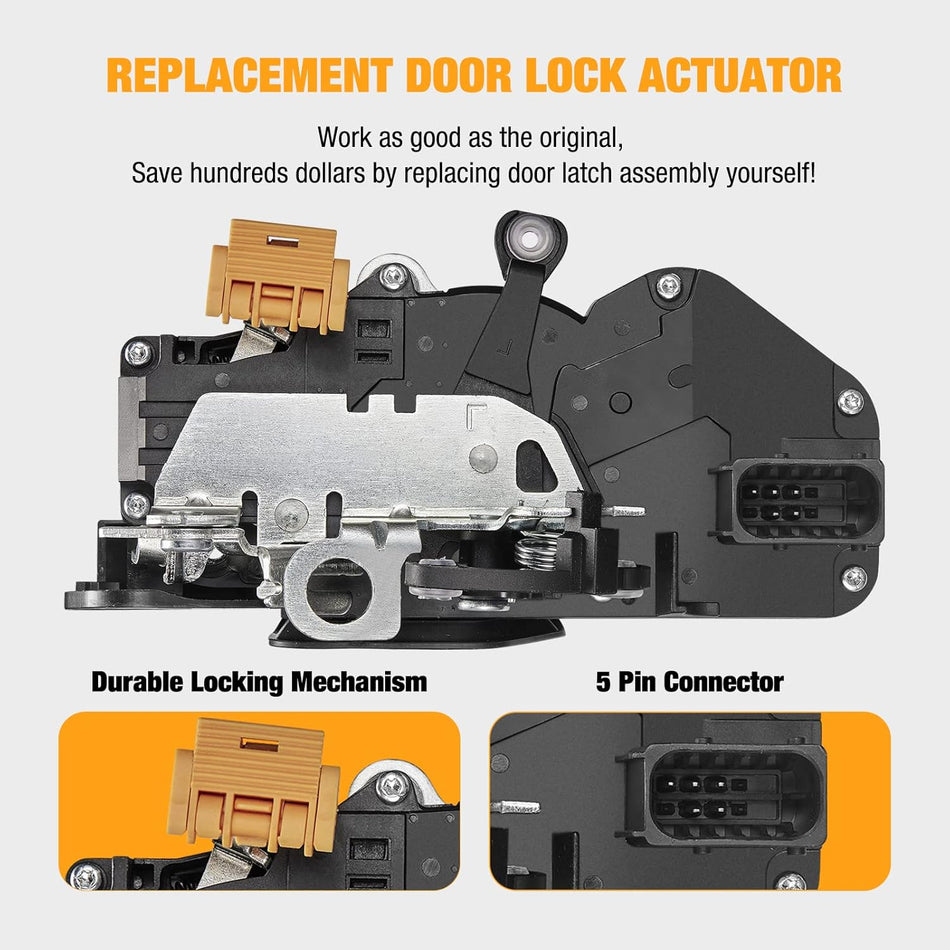 SYERAL Power Door Lock Latch Actuator with Cable Front Left Driver Side Door Latch Compatible with Chevrolet Silverado Sierra 1500 2500 HD 3500 HD