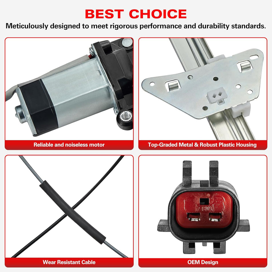 741-648 Power Window Regulator with Motor Front Right Passenger Side for Dodge Dakota 2000-2004, Durango 1998-2003