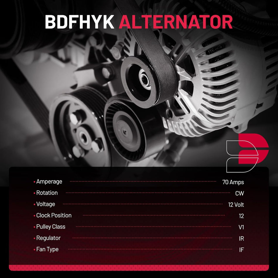BDFHYK Alternator Compatible with PLEASURECRAFT 2002-2005 350CI 5.7L/305CI 5.0L Replace 8466, RA097007L,18-6288