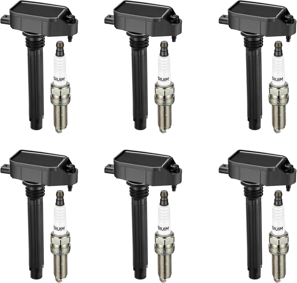 BDFHYK Ignition Coil Pack UF807 and Iridium Spark Plugs 93175 Compatible with Chrysler Pacifica Dodge Durango Jeep Grand Cherokee Wrangler Ram 1500 3.6L V6 68223569AB LKR7DIX-11S, Sets of 6