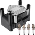 BDFHYK 1 Ignition Coil UF277 and 4 Iridium Spark Plug 6418 for VW Beetle, Golf, Jetta 2.0L L4 1999-2001