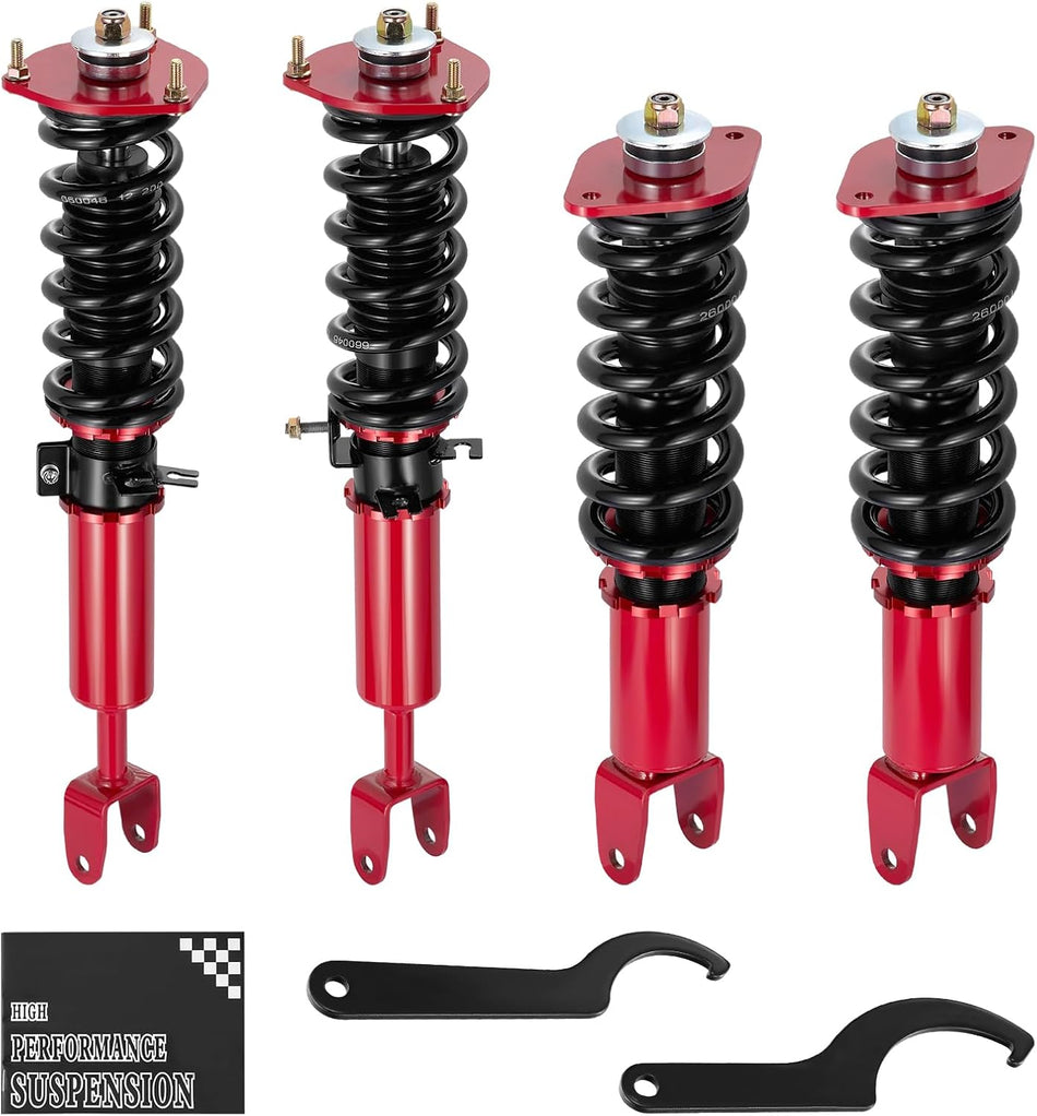 BDFHYK Coilovers Compatible with Nissan 350Z 2003-2009, Compatible with INFINITI G35 2003-2007, Shock Absorber Replacement 4 PCS, Adjustable Height Coilovers Suspension Kit Lowering Kit, Red