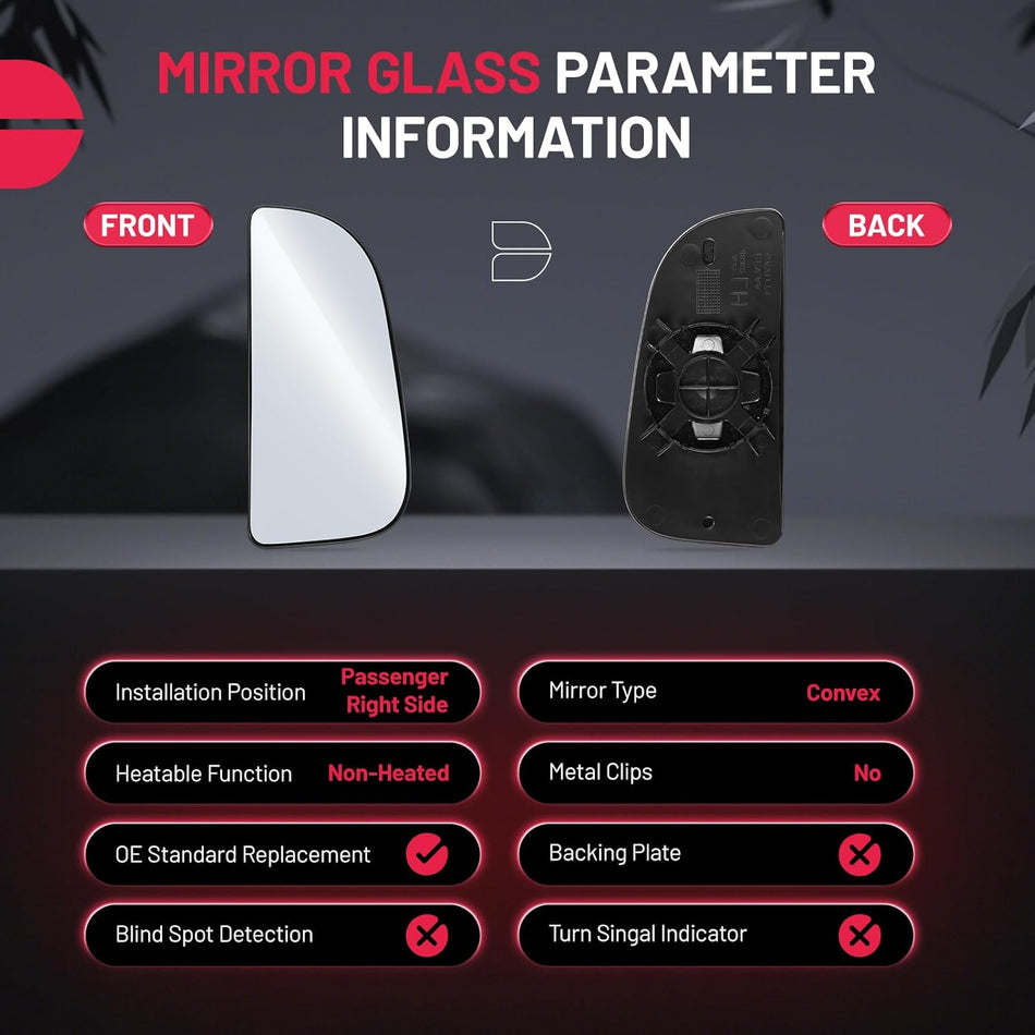 BDFHYK Mirror Glass Compatible with Dodge 2010-2018 Ram 1500 2500 3500 4500 5500 Towing Mirrors Ram Passenger Side Convex Mirror Glass with Rear Mounting Bracket (Lower Right Side)