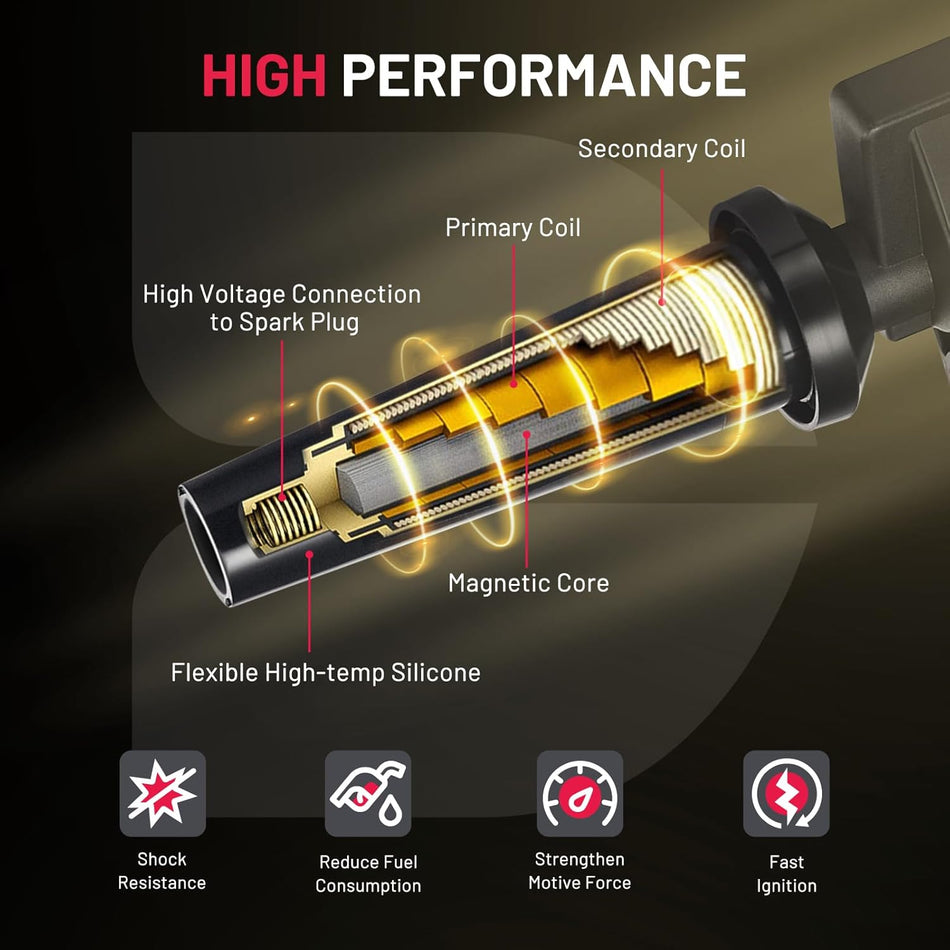 BDFHYK Ignition Coil Pack UF417 and Iridium Spark Plugs SP1018 Compatible with 2002 2003 2004 2005 2006 2007 2008 Acura TSX RSX l4 2.0L 2.4L Replaces 52-1781 30520-PNC-004 Set of 4
