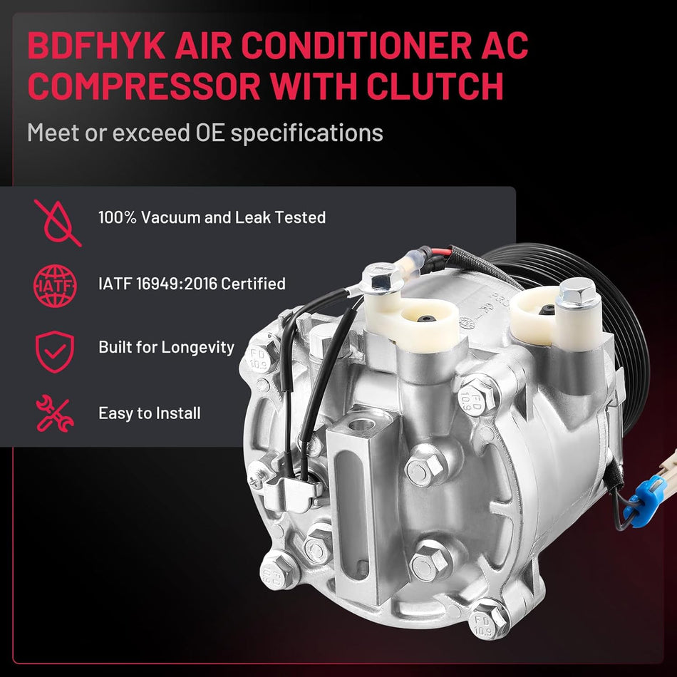 BDFHYK 98495 A/C Compressor with Clutch For Buick Encore 1.4L 2013-2022, Chevy Trax Sonic 1.4L 2013-2022