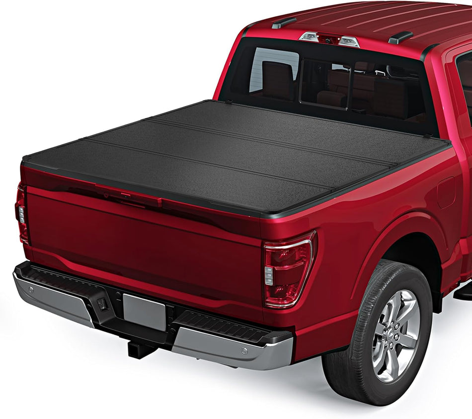BDFHYK 5.5' FRP Hard Tri-Fold Truck Bed Tonneau Cover Compatible with Ford F-150 2015-2026 (Incl.F-150 Lightning) 5.5 FT (67.1") Bed, Heavy-Duty Lock Cover w/Waterproof, No-Drill, Anti-Theft