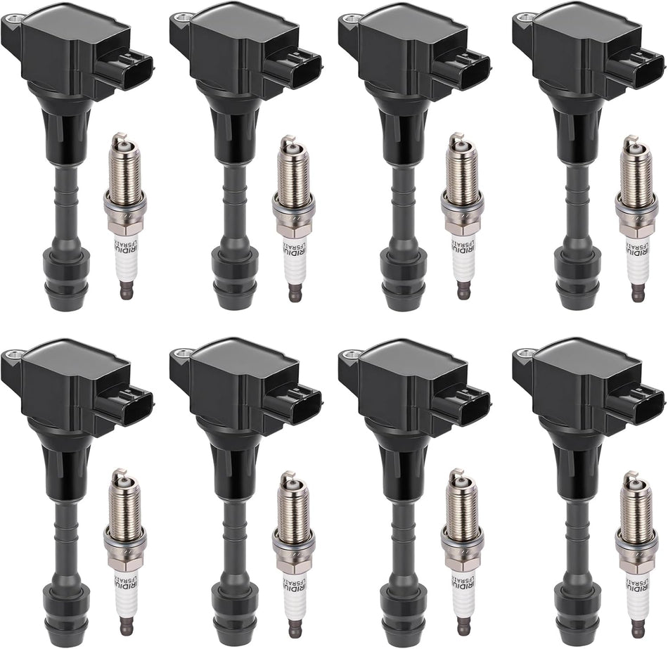 BDFHYK 8 Ignition Coil Pack UF551 and 8 Iridium Spark Plug 4505 Compatible with INFINITI 07-10 QX56,Compatible with Nissan 07-15 Armada, 12-15 NV2500 NV3500, 08-12 Pathfinder Coil for 5C1729 E1051