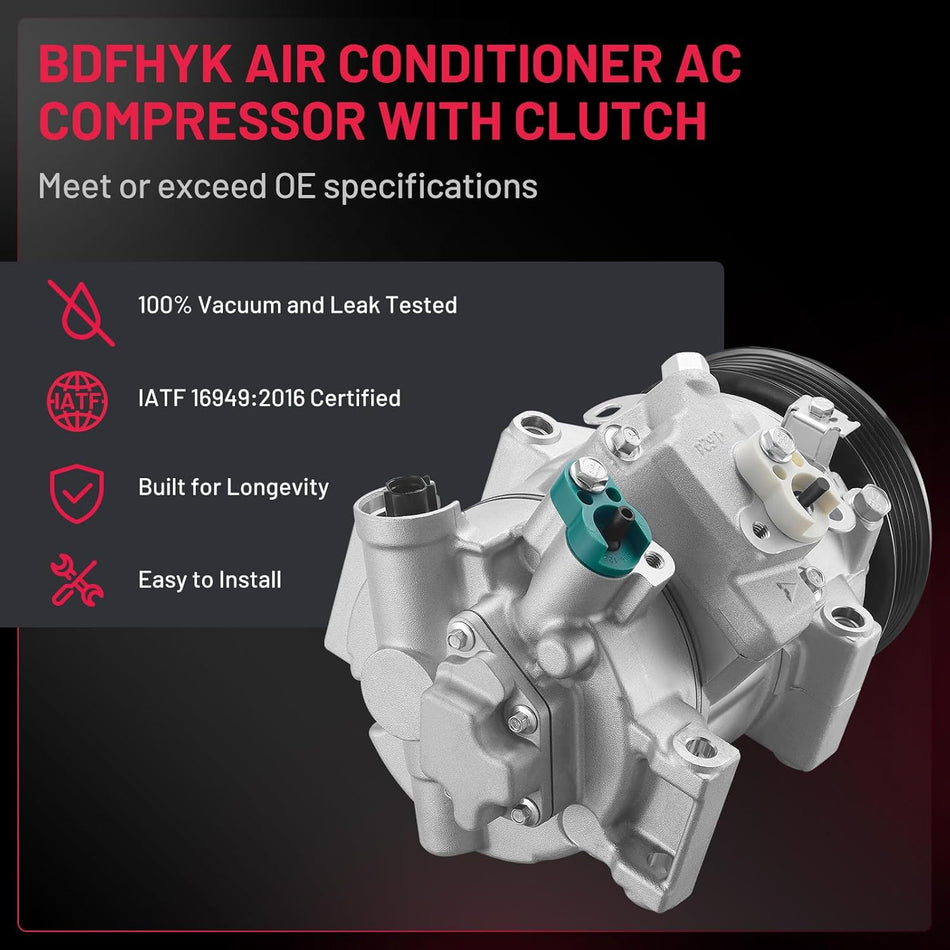 BDFHYK A/C Compressor 68328 For Scion xD 2008-2014 L4 1.8L, Toyota Corolla 2009-2010 L4 1.8L, Matrix 2009-2010