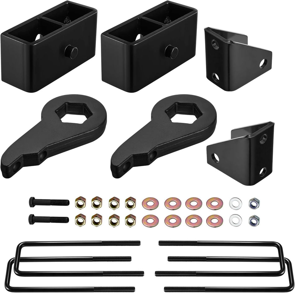 BDFHYK 3" Front 2" Rear Lift Leveling Kit, Compatible with Chevy Silverado 2500HD 3500HD 2WD 4WD (8-Lug) 2001-2010, Strut Spacers Leveling Kit Compatible with GMC Sierra 2500HD 3500HD 2001-2010