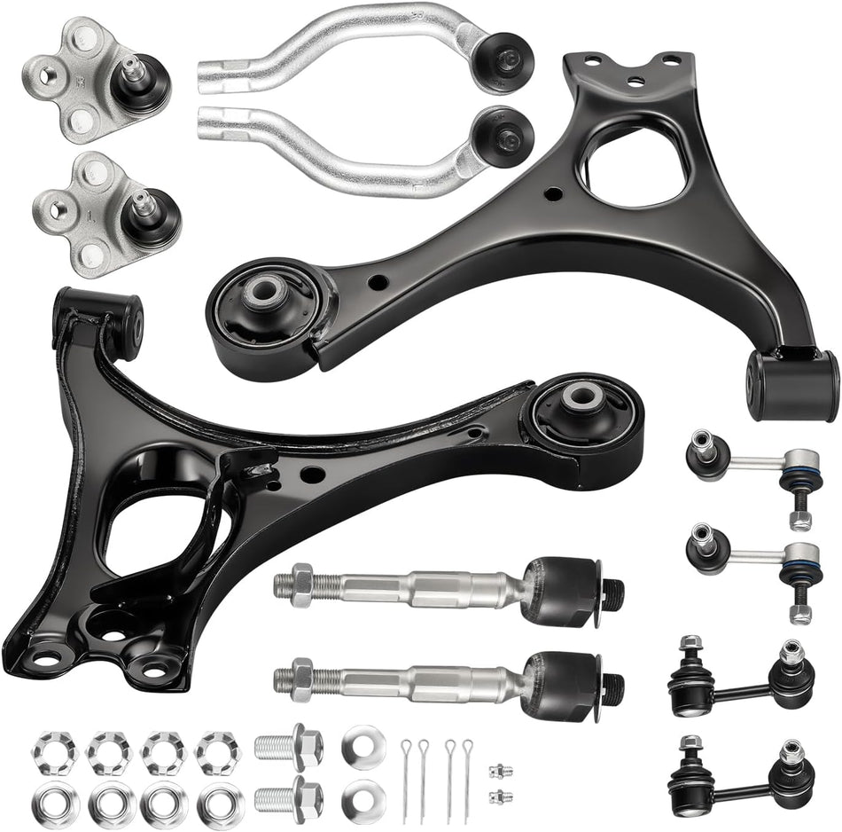 BDFHYK 12PCS Suspension Kit Front Lower Control Arms,with Ball Joint Sway Bar Tie Rod End Compatible with Honda Civic 2006 2007 2008 2009 2010 2011 1.8L Replace K620382 K620383