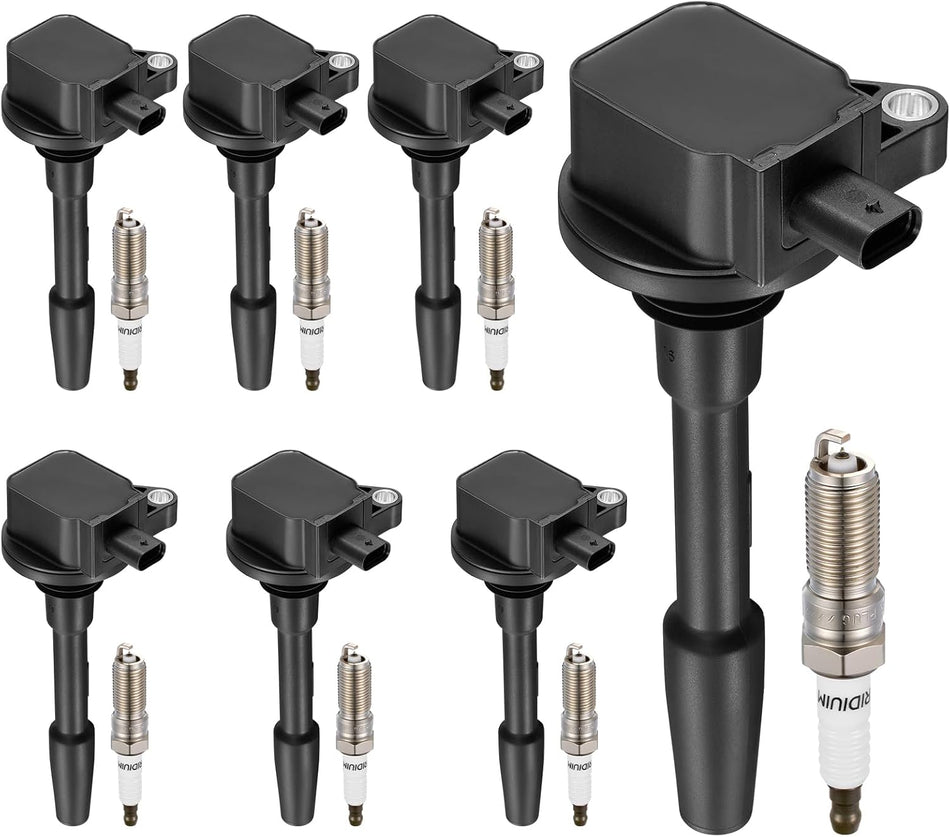 BDFHYK 7 Ignition Coil Pack UF835 and 7 Iridium Spark Plug 95605 Compatible with F150 Mustang 2018 2019 2020 2021 V8 5.0L Coil for JR3Z12029A DG565 5C2272