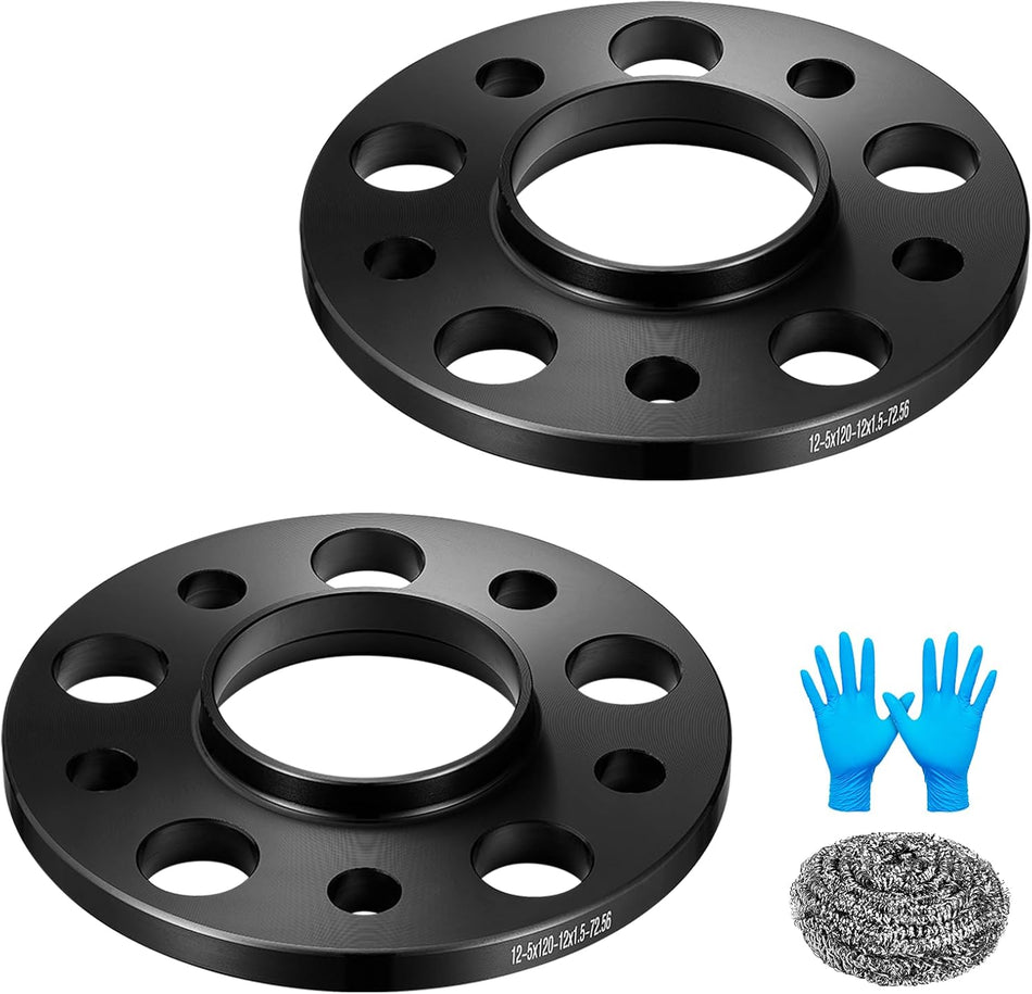 BDFHYK 5x120mm Wheel Spacers 12 mm Hubcentric Wheel Spacer Compatible with BMW 318i 325i 328i 330i 525i 530i 545i 730i 740i M3 M5, Forged 5 Lug Wheel Adapters M12x1.5 & 72.56 mm Hub Bore, Set of 2