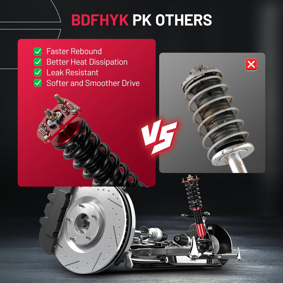 BDFHYK Performance Coilovers for 1994-2004 Ford Mustang | Height Adjustable Suspension Kit (Set of 4) - Red