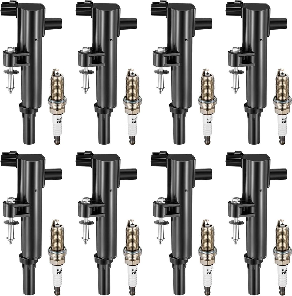 BDFHYK Ignition Coil Pack UF601 and Iridium Spark Plugs 4469 Compatible with Jeep 08-09 Commander Grand Cherokee, Compatible with Dodge 08-10 Ram 1500 Dakota Durango 4.7L V8 5149049AB XP5325,Set of 8