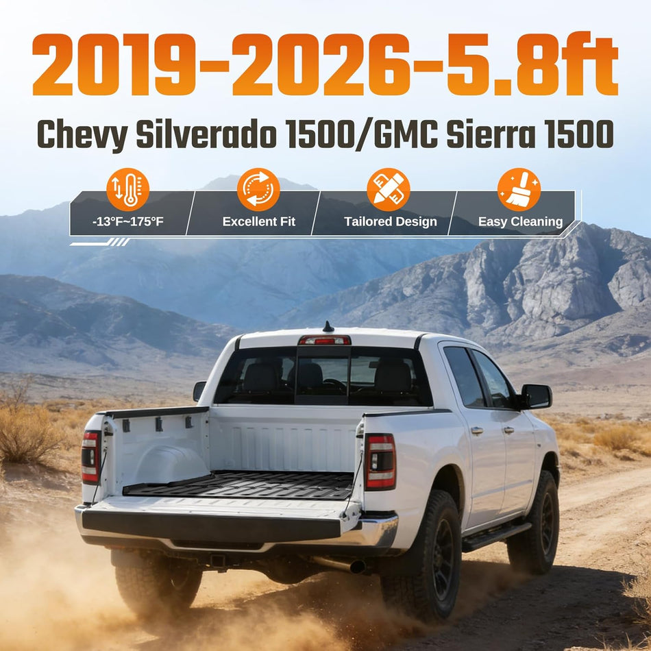 2019-2026 Chevy Silverado 1500 GMC Sierra 1500 5.8FT Bed Truck Bed Mat | BDFHYK