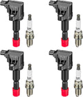 BDFHYK Ignition Coil UF581 and Iridium Plugs 4504 For Honda 2007 2008 Fit 1.5L L4 Naturally Aspirated, Sets of 4
