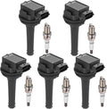 BDFHYK 5 Ignition Coil UF341 and 5 Iridium Spark Plug 7092 for Volvo C70 1999-2004, S60 2001-2005, S70 1999-2000