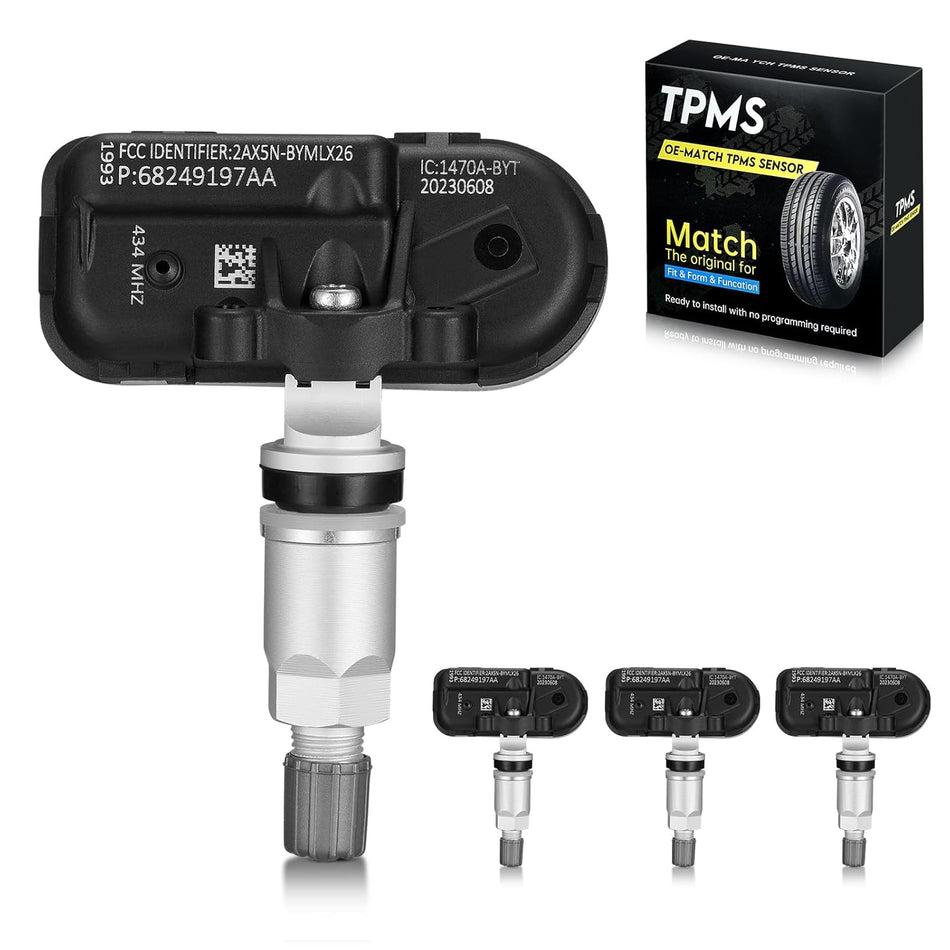 BDFHYK Tire Pressure Monitoring System (TPMS) Sensors Compatible with Jeep Cherokee 2014-2021, 2014-2018 Ram 1500, 2014-2021 Ram 2500, 3500, 4500, 5500, 2019-2021 Ram 1500 DS/DX(5-Lug)