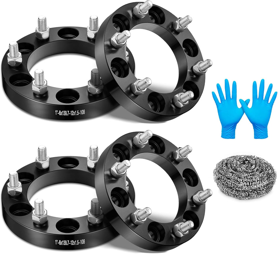BDFHYK 6x139.7mm Wheel Spacers 1 inch (25mm) Compatible with Toyota 4Runner Tacoma Tundra FJ Cruiser Land Cruiser, Forged 6 Lug Wheel Adapters M12x1.5 & 108 mm Hub Bore, Set of 4, Not Hubcentric