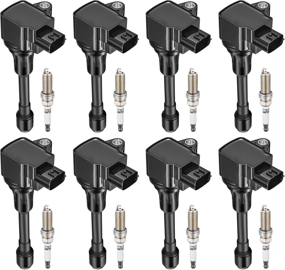 BDFHYK 8 Ignition Coil Pack UF677 and 8 Iridium Spark Plug 93501 Compatible with INFINITI 2014-2021 QX80, 2011-2013 QX56, Compatible with Nissan 2017-2020 Armada V8 5.6L Coil for C759 GN10863