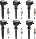 BDFHYK 6 Ignition Coil UF727 and 6 Iridium Spark Plug 93476 for Jaguar F-Pace 2017-2020, F-Type 2014-2020, XE 2017-2019