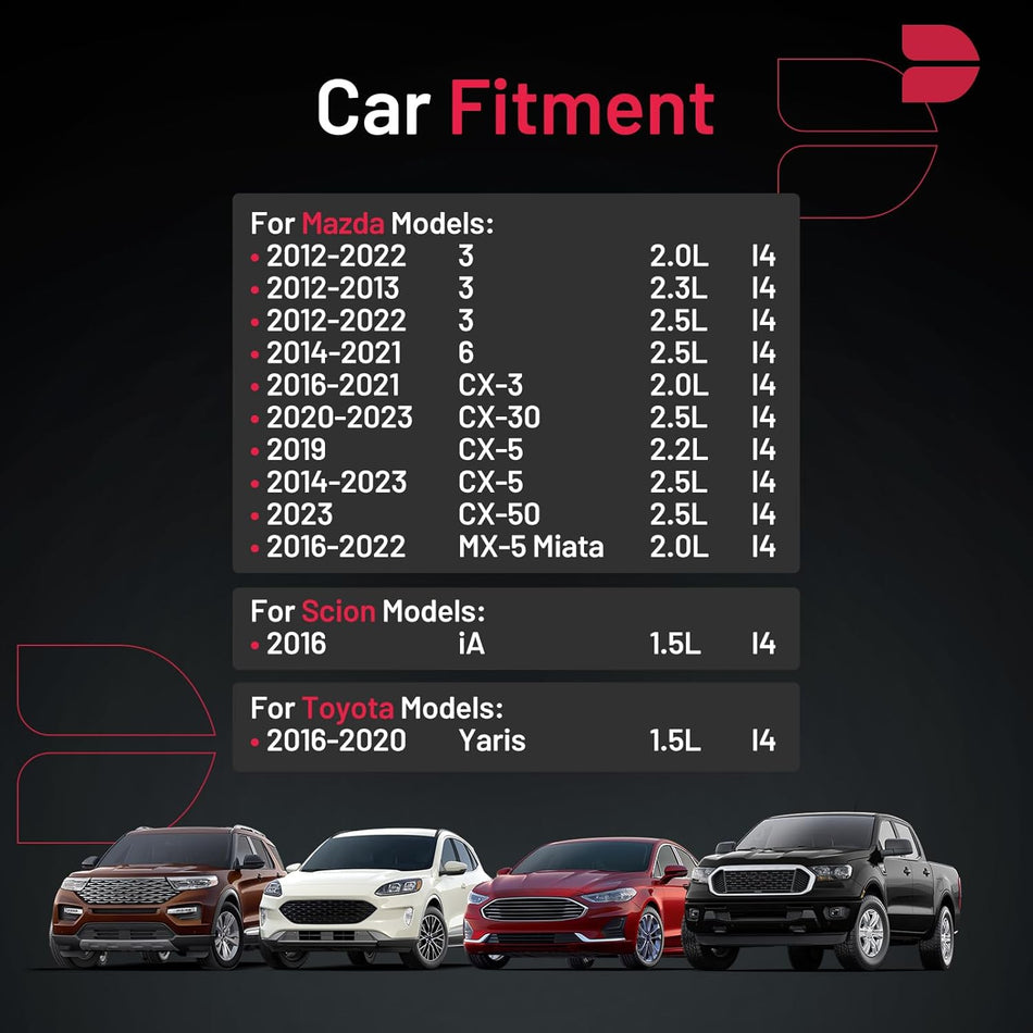 BDFHYK 94124 Iridium Spark Plugs Compatible with Toyota Yaris for Scion iA compatible with Mazda 3 6 CX-3 CX-30 CX-5 CX-50 MX-5 Miata 1.5L 2.0L 2.2L 2.3L 2.5L L4 Replacement for ILKAR7L11 Set of 4
