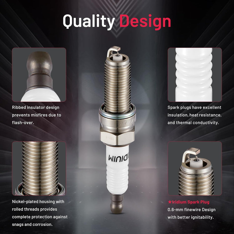 BDFHYK Set of 4 Iridium Spark Plug Compatible with Honda Odyssey HR-V Civic, Compatible with Acura TLX MDX, Elantra Tucson, Soul Forte,1.8L 2.0L 2.4L 3.5L,Engine Replacement for XP5702 93911 LKR7AIX