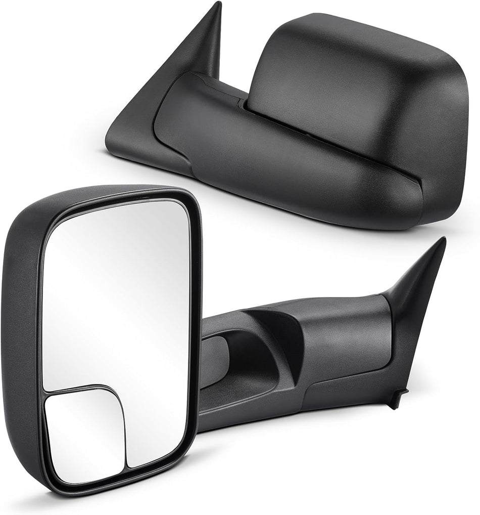 BDFHYK Towing Mirrors Compatible with Dodge Ram 1500/2500/3500 1994 1995 1996 1997, Trailer Pickup Truck Tow Mirrors with Convex Len, Power Adjustable, Manual Flip up, Left & Right, Black