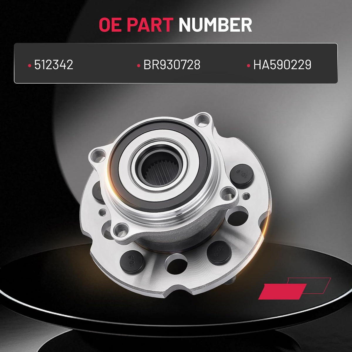 Close-up view of 512342 rear wheel hub bearing mounting detail