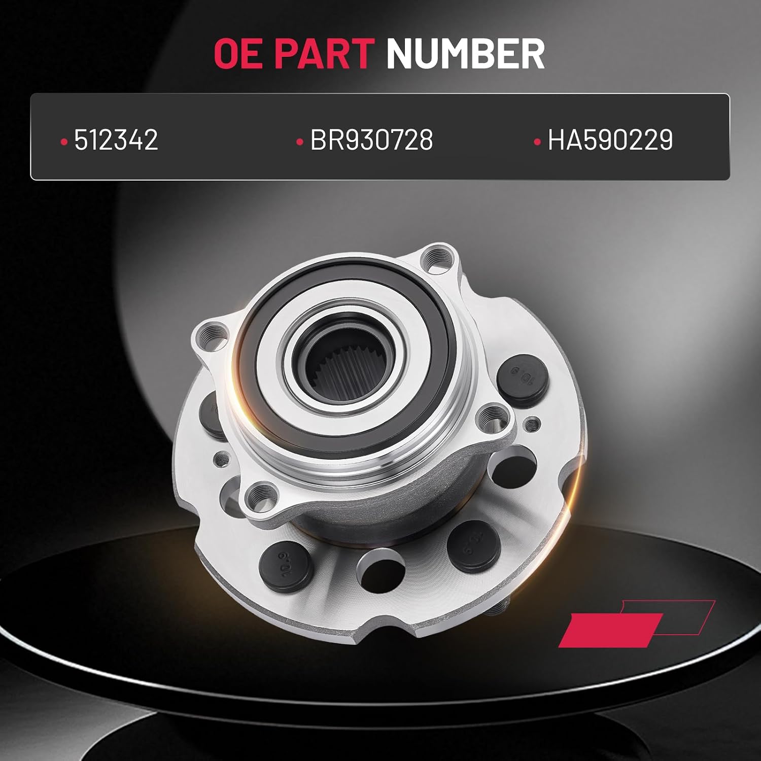 Close-up view of 512342 rear wheel hub bearing mounting detail