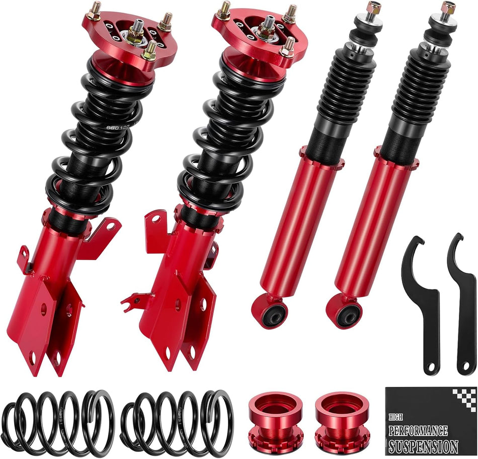 BDFHYK Coilovers Compatible with Honda Civic 2012-2015 Shock Absorber Replacement 4 PCS, Adjustable Height Coilovers Suspension Kit Lowering Kit, Red
