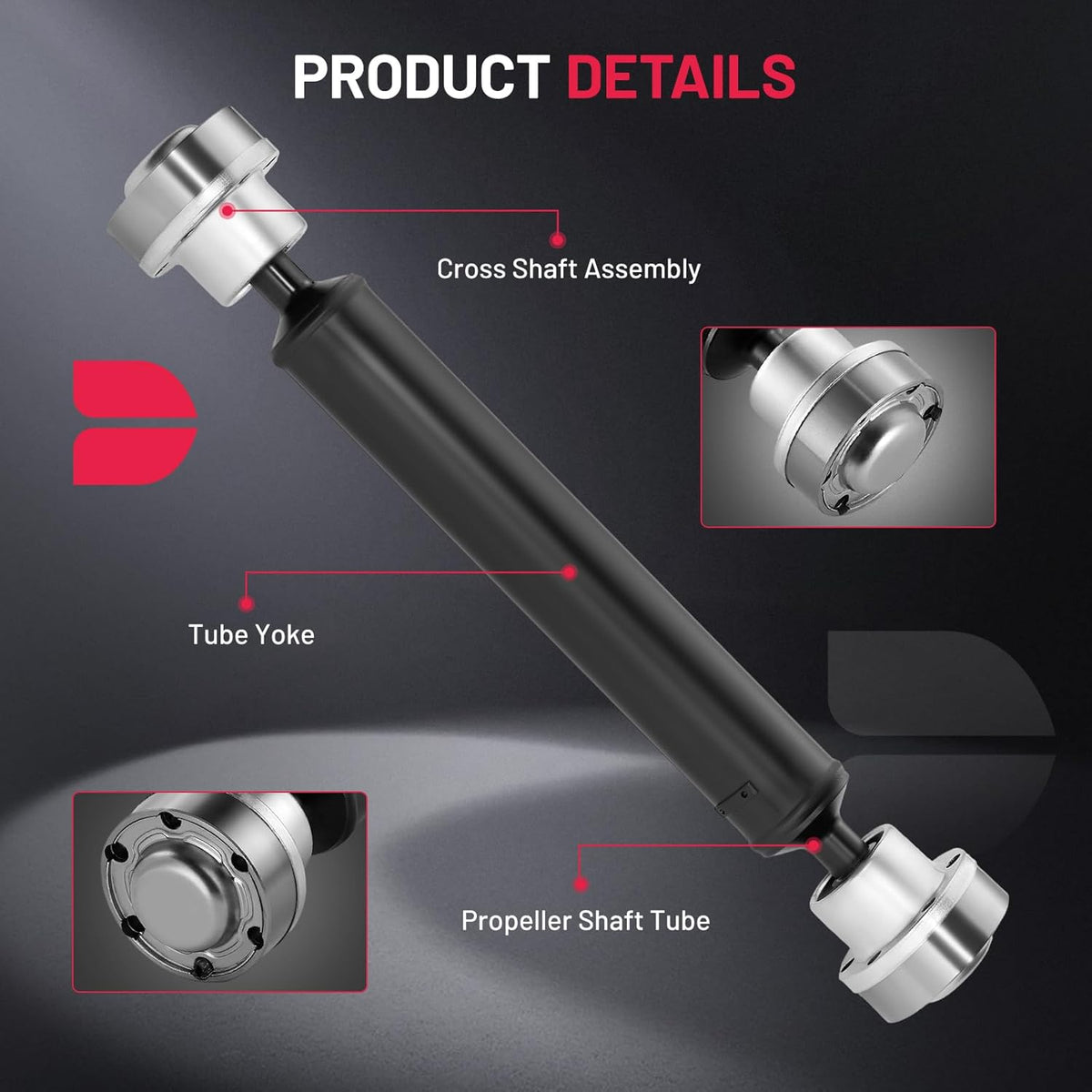 Jeep Grand Cherokee front drive shaft for listed DHY single-speed transfer-case application