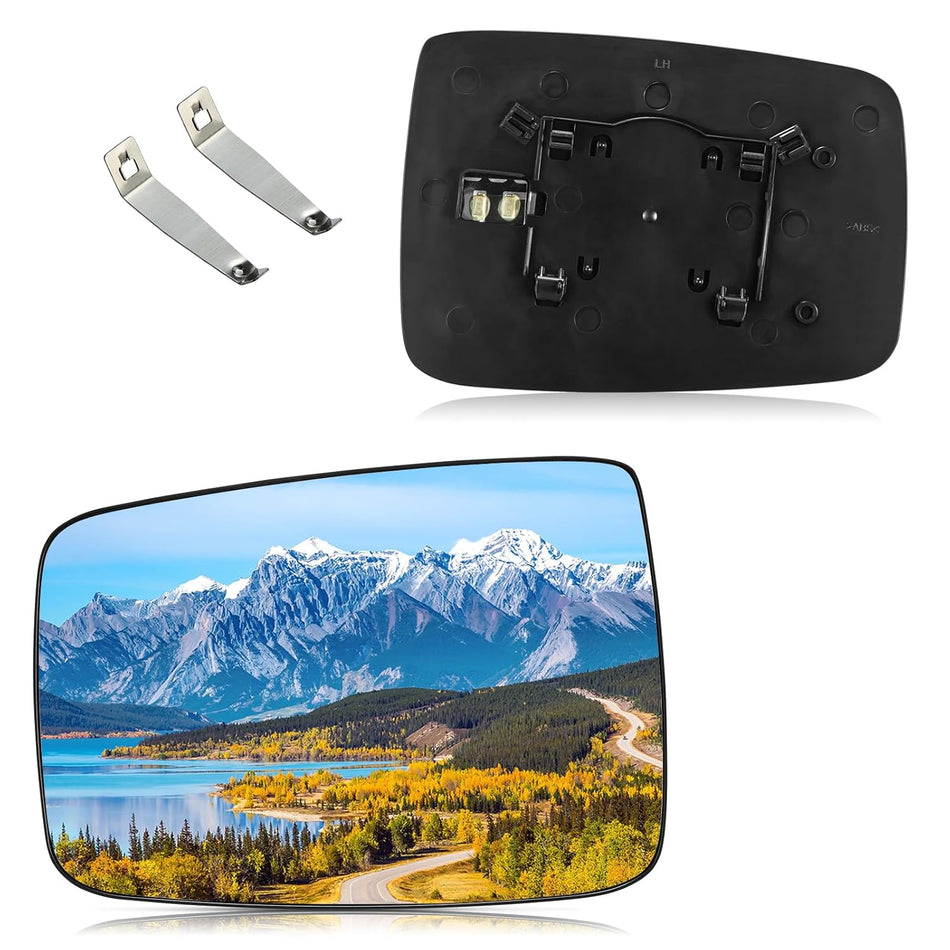 BDFHYK Mirror Glass Compatible with Dodge Ram 1500 2500 2009-2018 Side View Exterior Mirror with Backing Plate, Replaces 68050299AA, 68079363AA, Heated (Left Side)