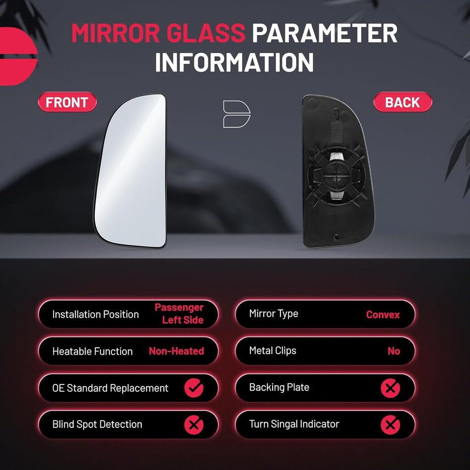 BDFHYK Mirror Glass Compatible with Dodge 2010-2018 Ram 1500 2500 3500 4500 5500 Towing Mirrors Ram Driver Side Lower Convex Mirror Glass with Rear Mounting Bracket (Lower Left Side)