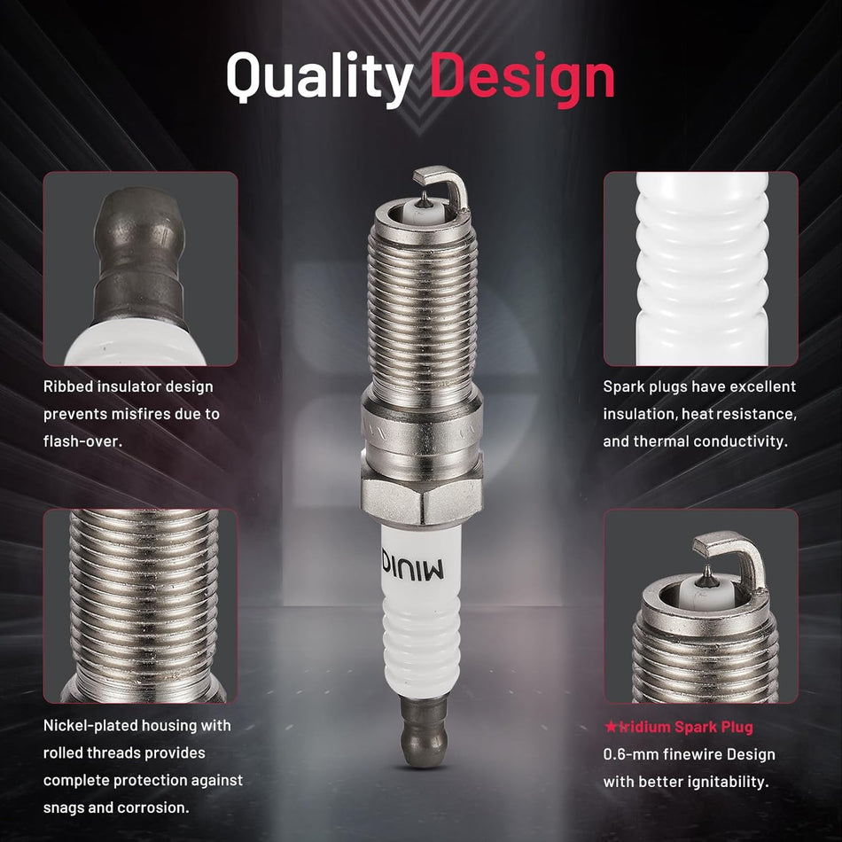 BDFHYK Set of 6 Iridium Spark Plug Compatible with Lincoln MKZ MKS MKT MKX,Compatible with Mercury Sable, Edge Fusion Taurus Taurus X Flex,3.5L 3.7L V6,Engine Replacement for 5019 LTR5GP