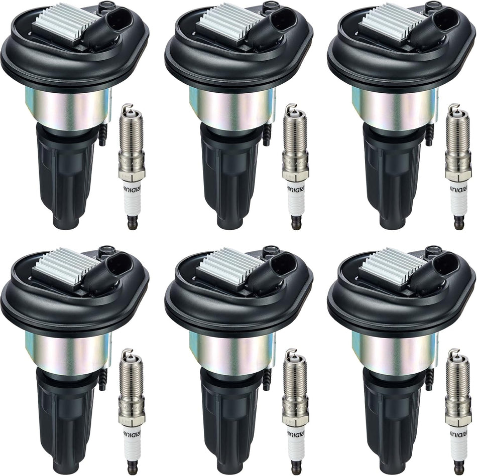 BDFHYK Ignition Coil Pack UF303 and Iridium Spark Plugs 5019 Compatible with Buick Rainier, Compatible with Chevy Colorado Trailblazer EXT, Canyon Envoy,H3 2.8L L4 3.5L 3.7L L5 4.2L L6, Sets of 6