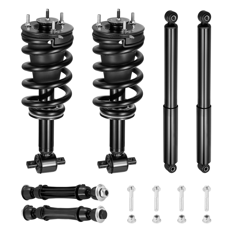 BDFHYK 2PCS Front and 2PCS Rear Shock Absorbers and 2PCS Front Balance Bar Absorber kit Compatible with Chevy GMC Silverado Sierra 1500