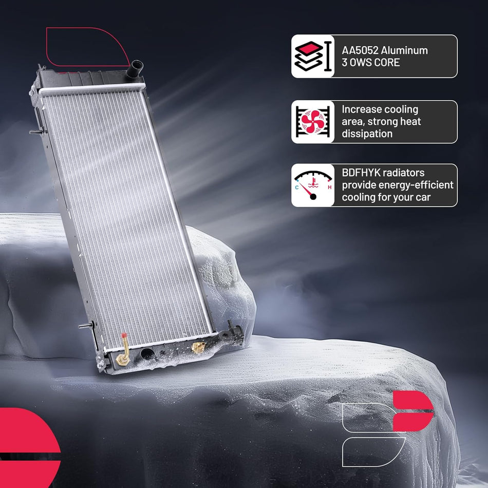 BDFHYK CU1193 Aluminum Radiator for Compatible with Jeep Cheroke,Comanche Full Aluminum Engine Coolant Radiator 2.5L 4.0L L6 Replace 1193 1592,Drive:4WD,RWD