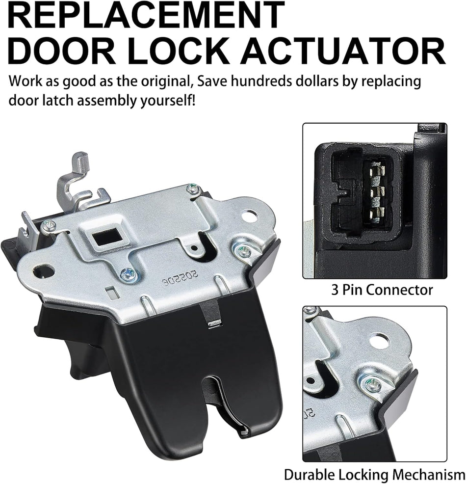 SYERAL Tailgate Latch Assembly Trunk Lid Actuator Compatible for Kia Rio Sedan 2012-2017 Replace Liftgate Latch Lock 812301W000, 812301W010