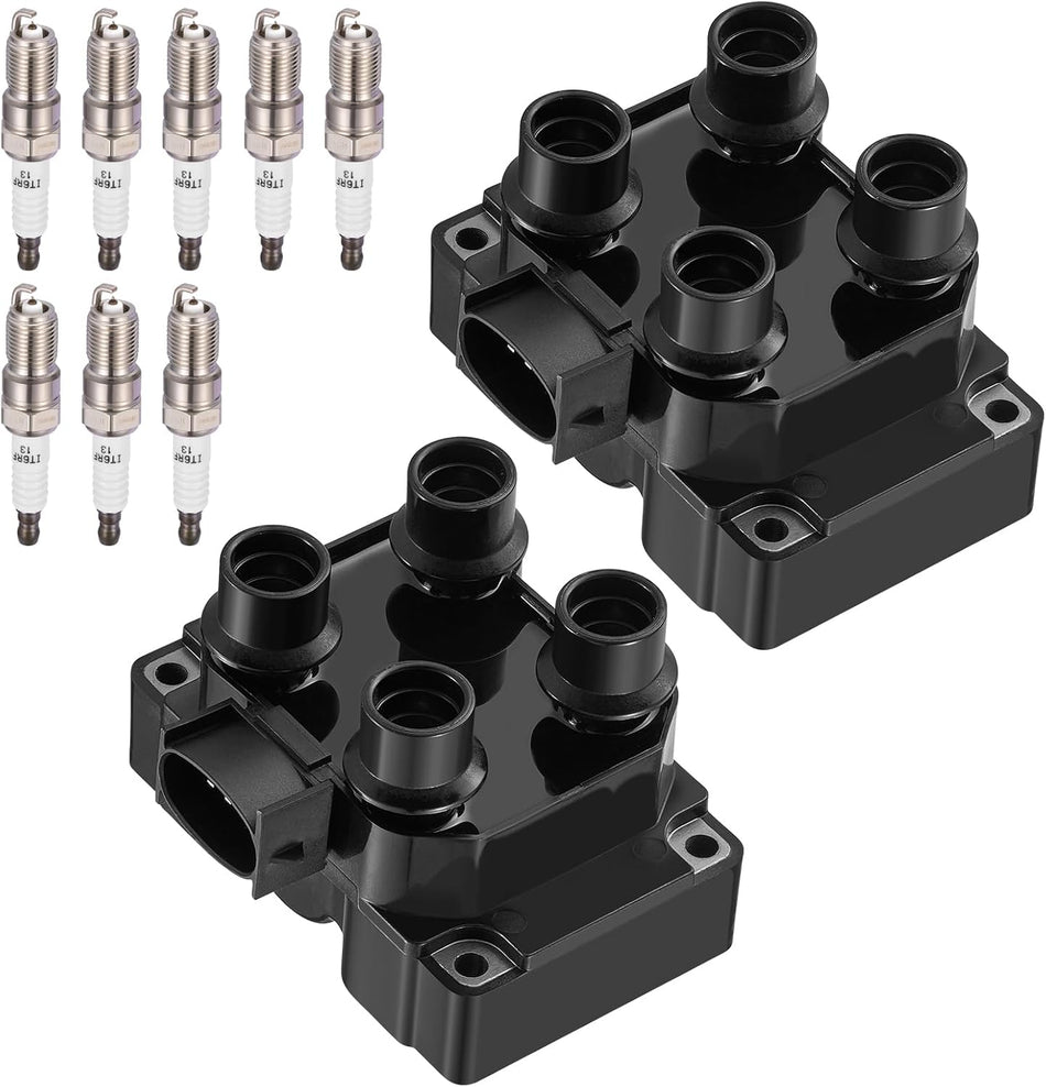 BDFHYK 2 Ignition Coil Pack DG530 and 8 Iridium Spark Plug SP432 Compatible with Ford E150 F150 F250 Explorer Mustang, Compatible with Lincoln Mark VIII Town Car,Cougar Coil for C924 DG449 EE03A